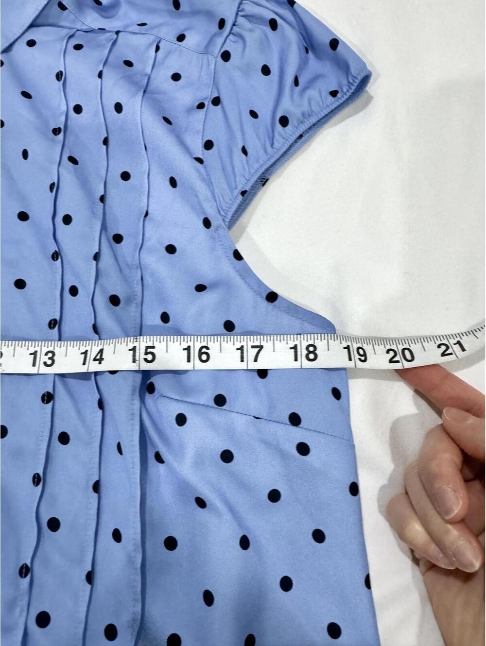 NWT Anthropologie Maeve Blue Polka Dot Cap-Sleeve Button Front Romper Siz Medium - Picture 7 of 9